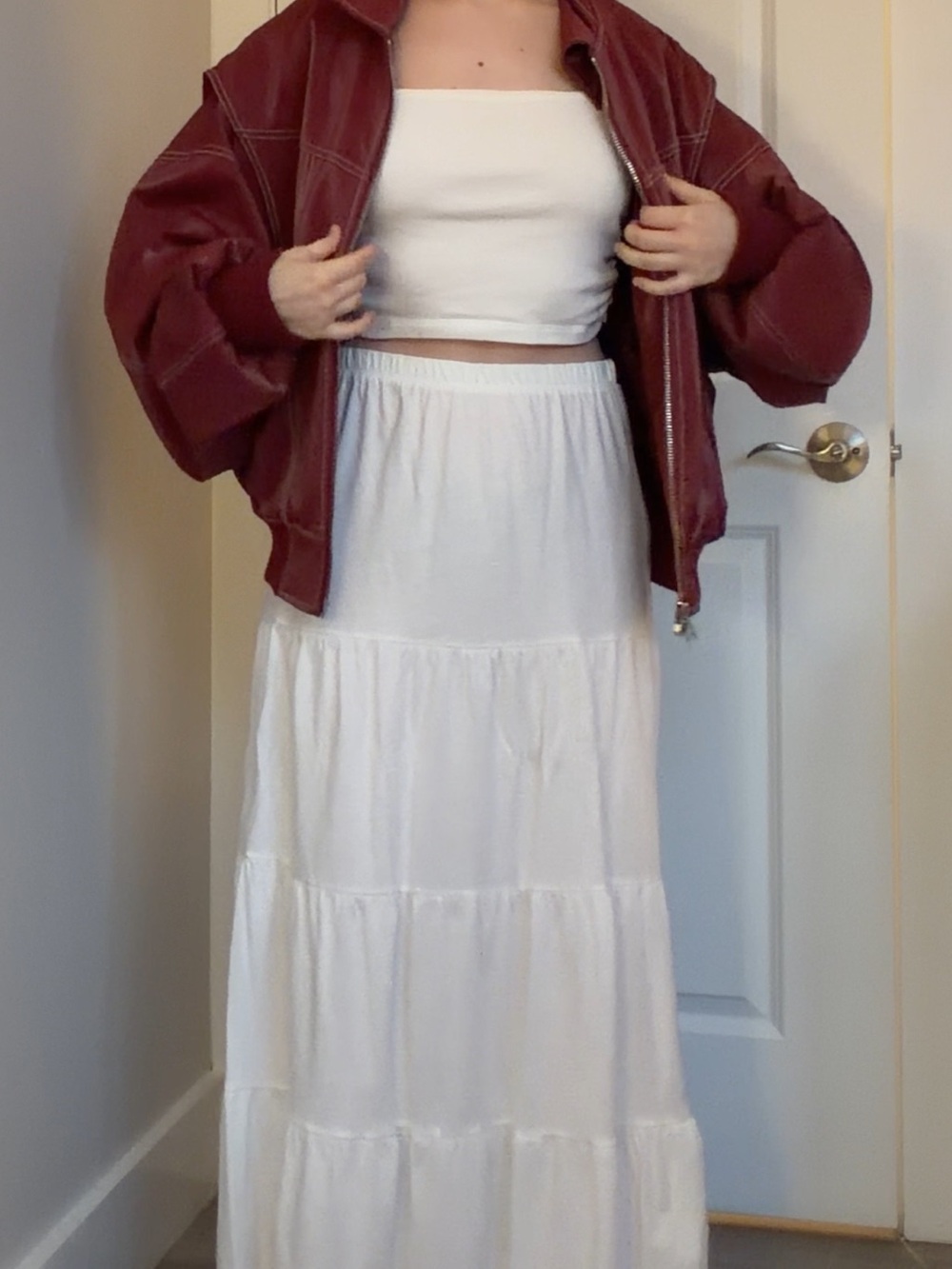 White Tiered Maxi Skirt - Lightweight Women's Skirt